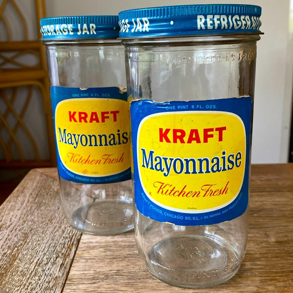 Vintage 1960’s Kraft Mayonnaise 8oz Jars (2)